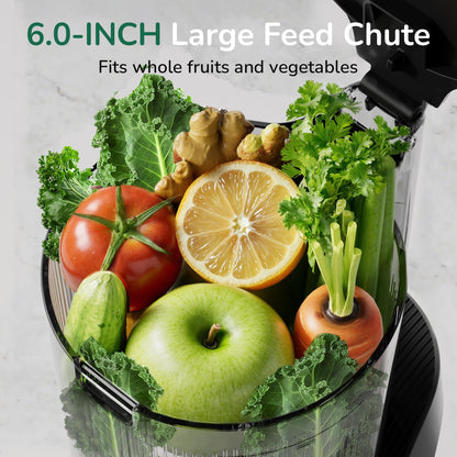 Premium 3-in-1 Cold Press Juicer | 6" Wide Feed Chute • Self-Precut • Brushless Motor • BPA-Free