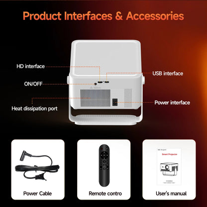 480MAX Smart Projector | 1100 ANSI 4K Home Cinema with Auto Focus, AI Keystone, Android 14, WiFi 6 & HDR10+