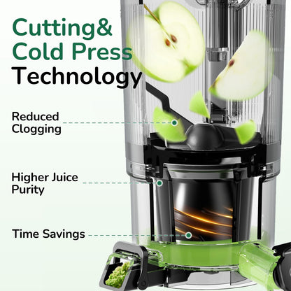 Premium 3-in-1 Cold Press Juicer | 6" Wide Feed Chute • Self-Precut • Brushless Motor • BPA-Free