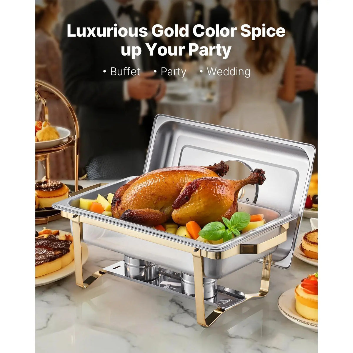 8 Qt Gold Chafing Dish Buffet Set - Stainless Steel