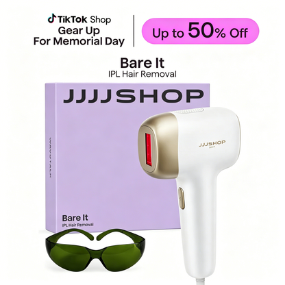 JJJSHOP Bare It IPL Hair Removal with Ice Cooling, 3 Modes & 24J Dual-Pulse for Salon-Level Results on Face, Body & Bikini, Painless & Precise