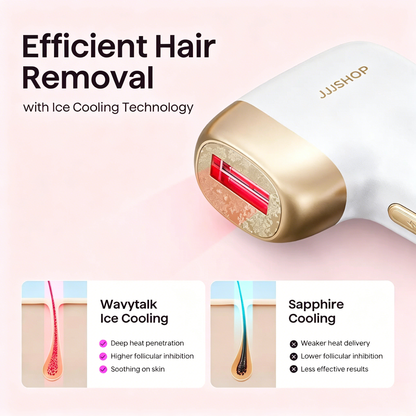 JJJSHOP Bare It IPL Hair Removal with Ice Cooling, 3 Modes & 24J Dual-Pulse for Salon-Level Results on Face, Body & Bikini, Painless & Precise