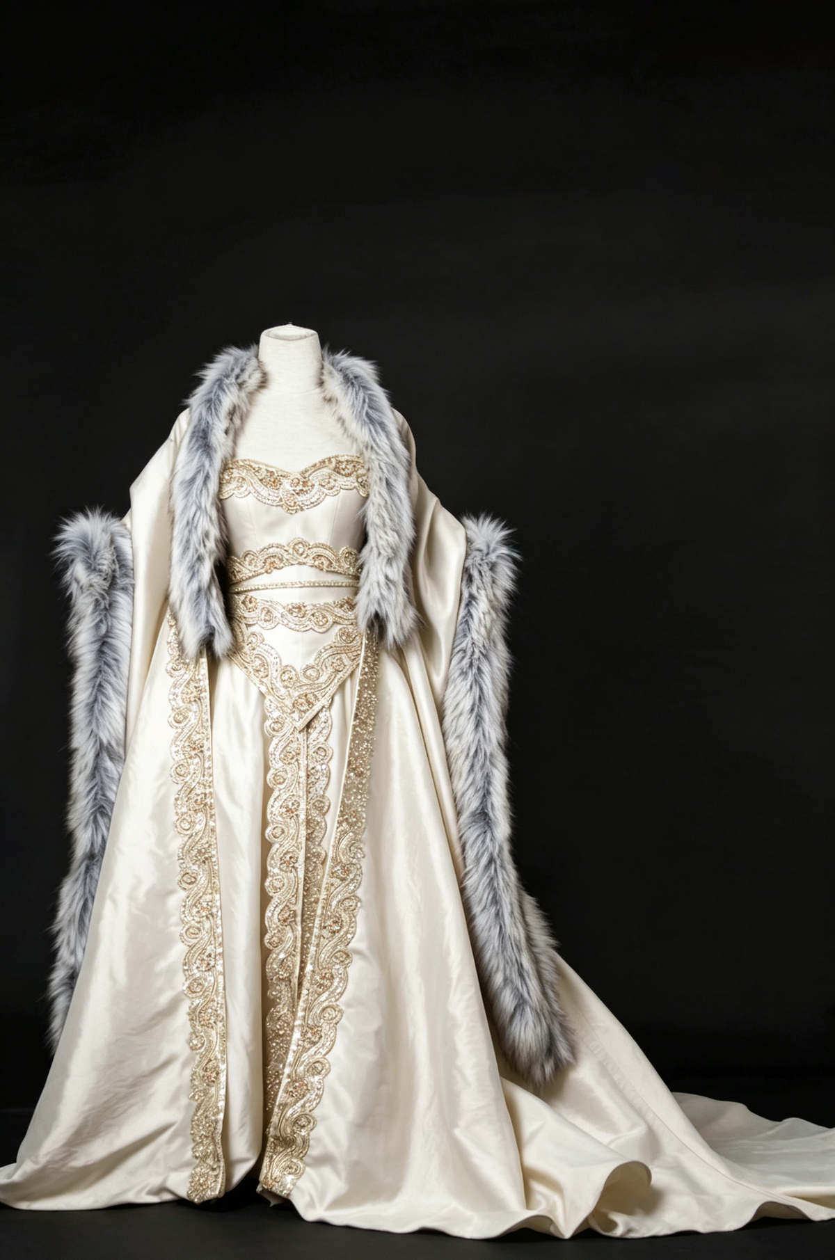 Dreamy dress Queen Gown With Fur Cloak