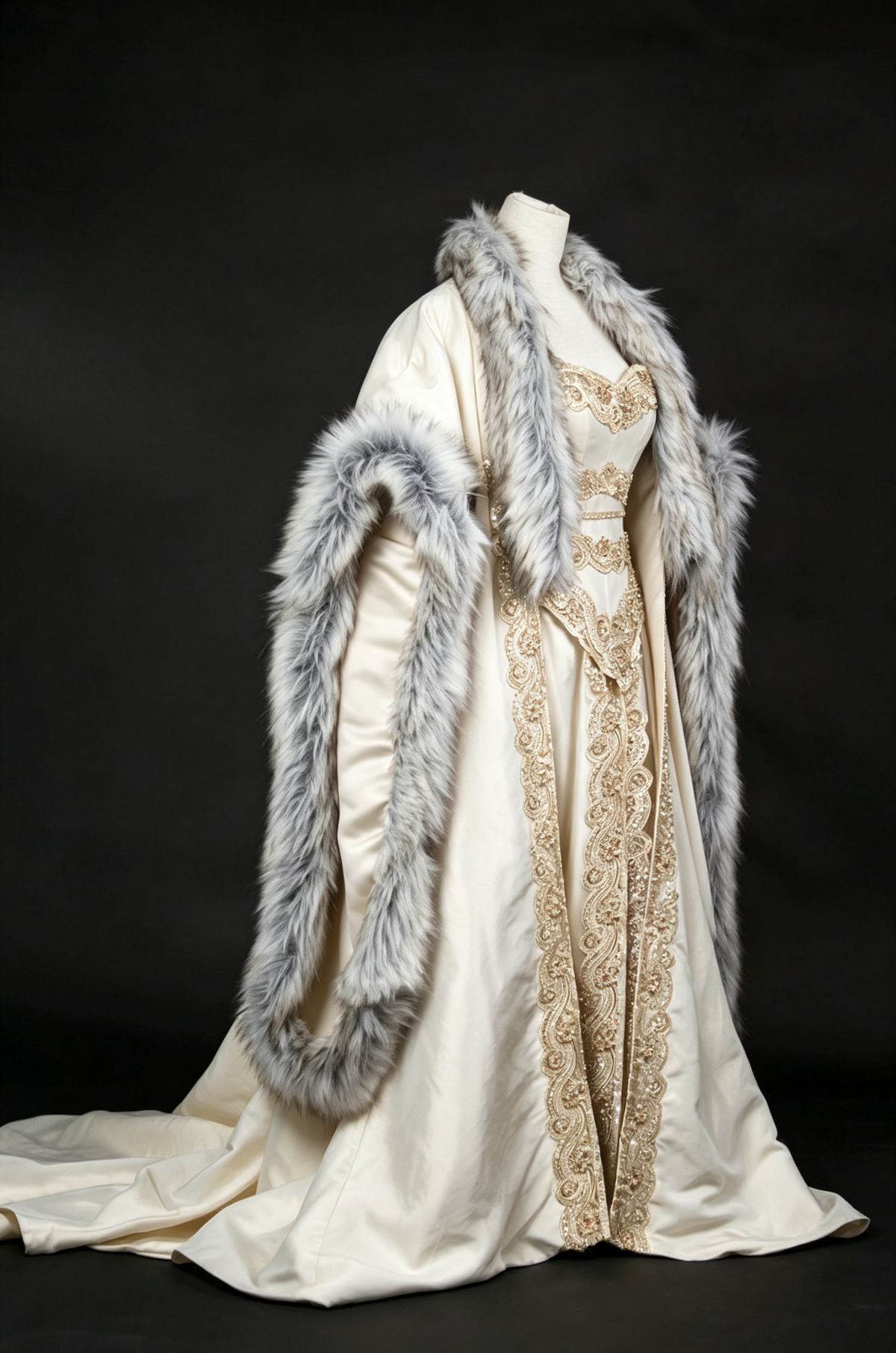 Dreamy dress Queen Gown With Fur Cloak