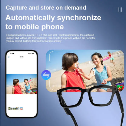 Smart Bluetooth Glasses with 1080p Camera & Audio