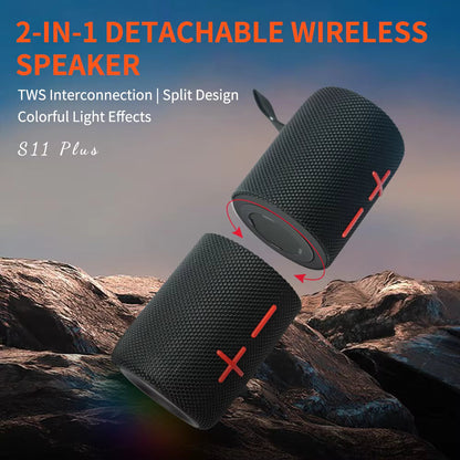 2-in-1 Bluetooth Speaker – Dual-Section Stereo Design, 20W Sound, Waterproof Magnetic Wireless Speaker with 24-Hour Playtime – Perfect for Smartphones & Summer Outdoor Fun