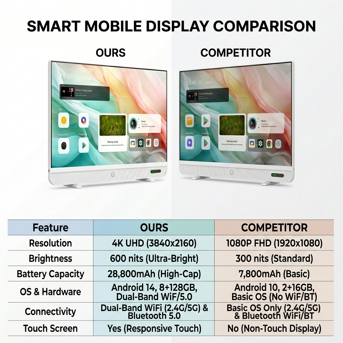 🎉 (CLEARANCE SALE) 🎉 Smart Portable 4K Touchscreen TV + FREE Rolling Stand | Watch, Stream & Sing Anywhere