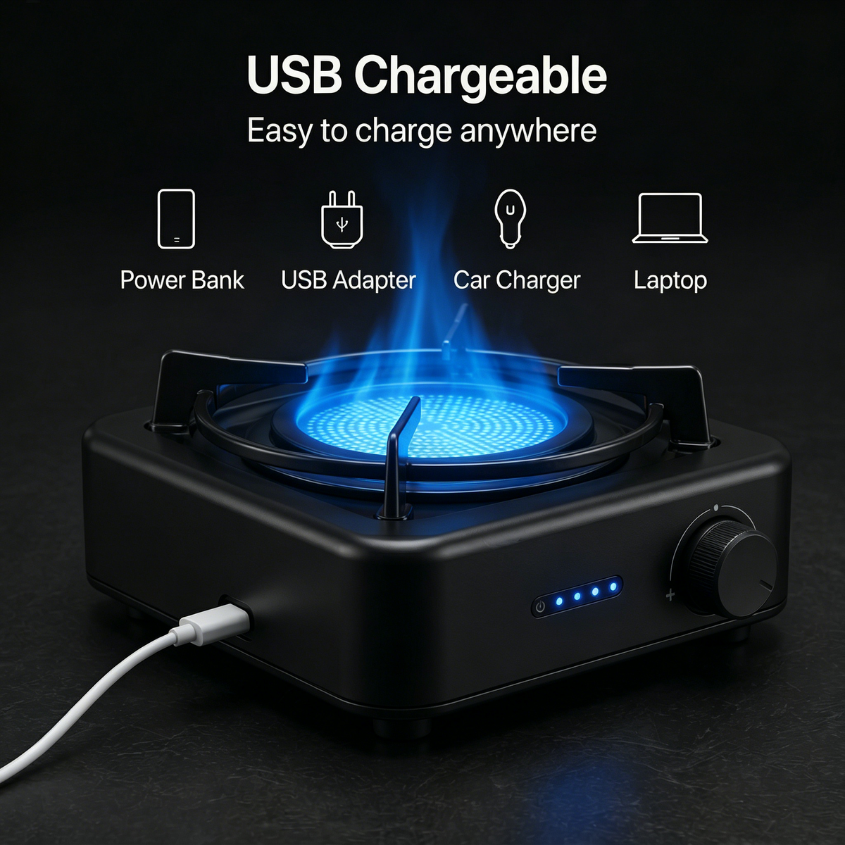 Portable Solar Cooking Stove | Built-in Rechargeable Battery, USB Charging & Energy Efficient Cordless Cooker
