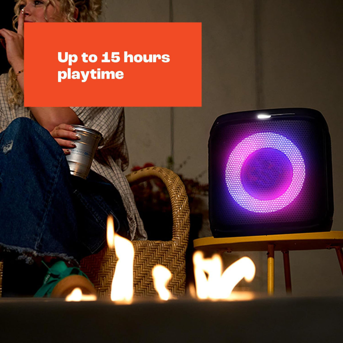 🔥 Today’s Special | AI Sound Boost Portable Bluetooth Speaker – Dynamic Light Show, 15H Battery, Mic & Guitar Inputs