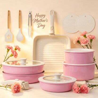 JJJSHOP Non-Toxic Ceramic Cookware Set - 22pcs