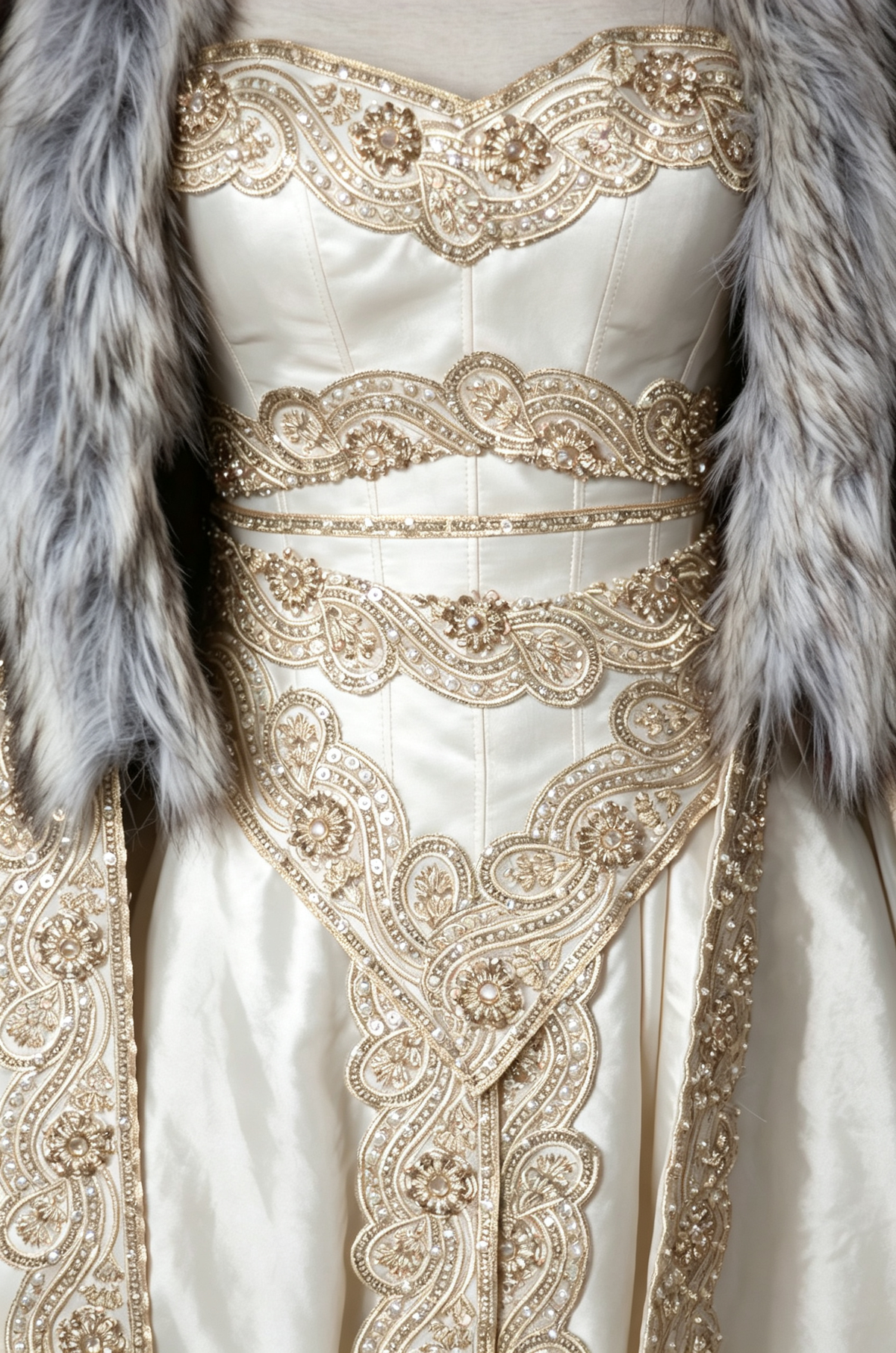 Dreamy dress Queen Gown With Fur Cloak