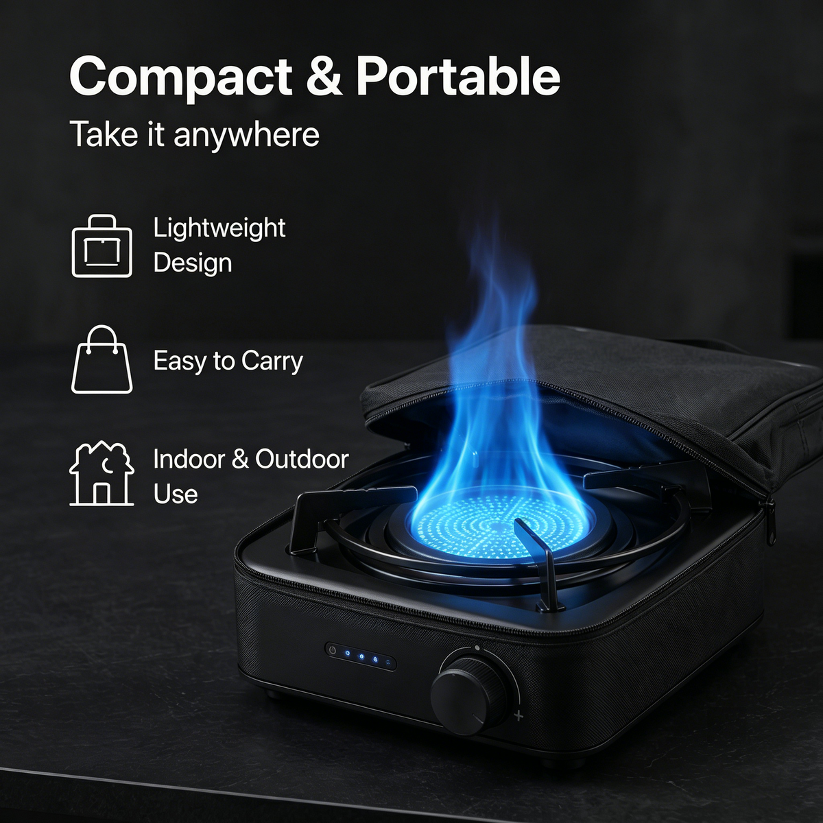 Portable Solar Cooking Stove | Built-in Rechargeable Battery, USB Charging & Energy Efficient Cordless Cooker