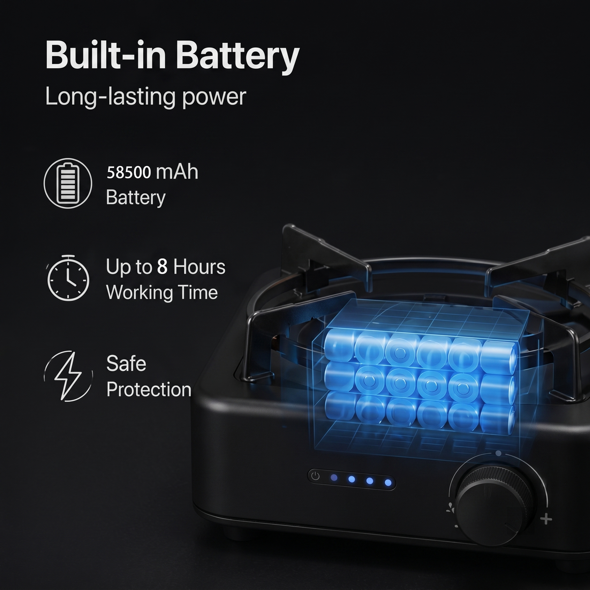Portable Solar Cooking Stove | Built-in Rechargeable Battery, USB Charging & Energy Efficient Cordless Cooker