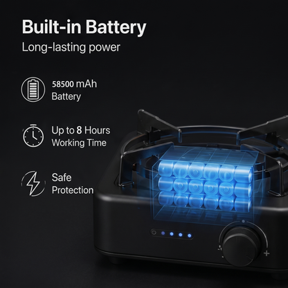 Portable Solar Cooking Stove | Built-in Rechargeable Battery, USB Charging & Energy Efficient Cordless Cooker