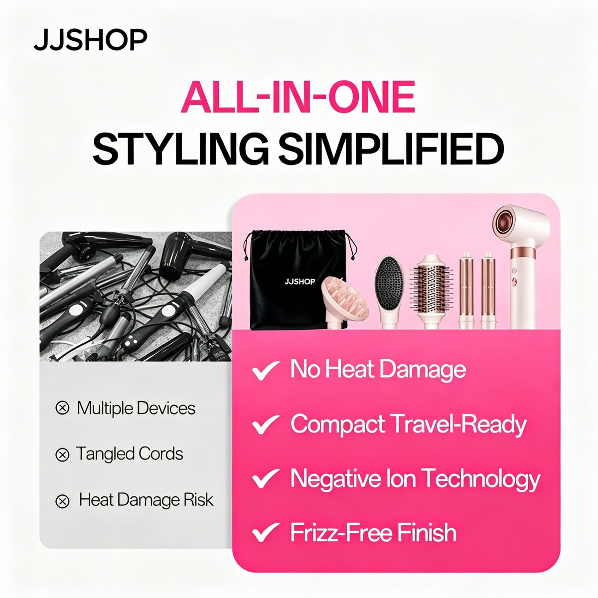 6-in-1 Air Styler Wrap – Ionic Dryer, Auto Curler & Blowout Brush Set