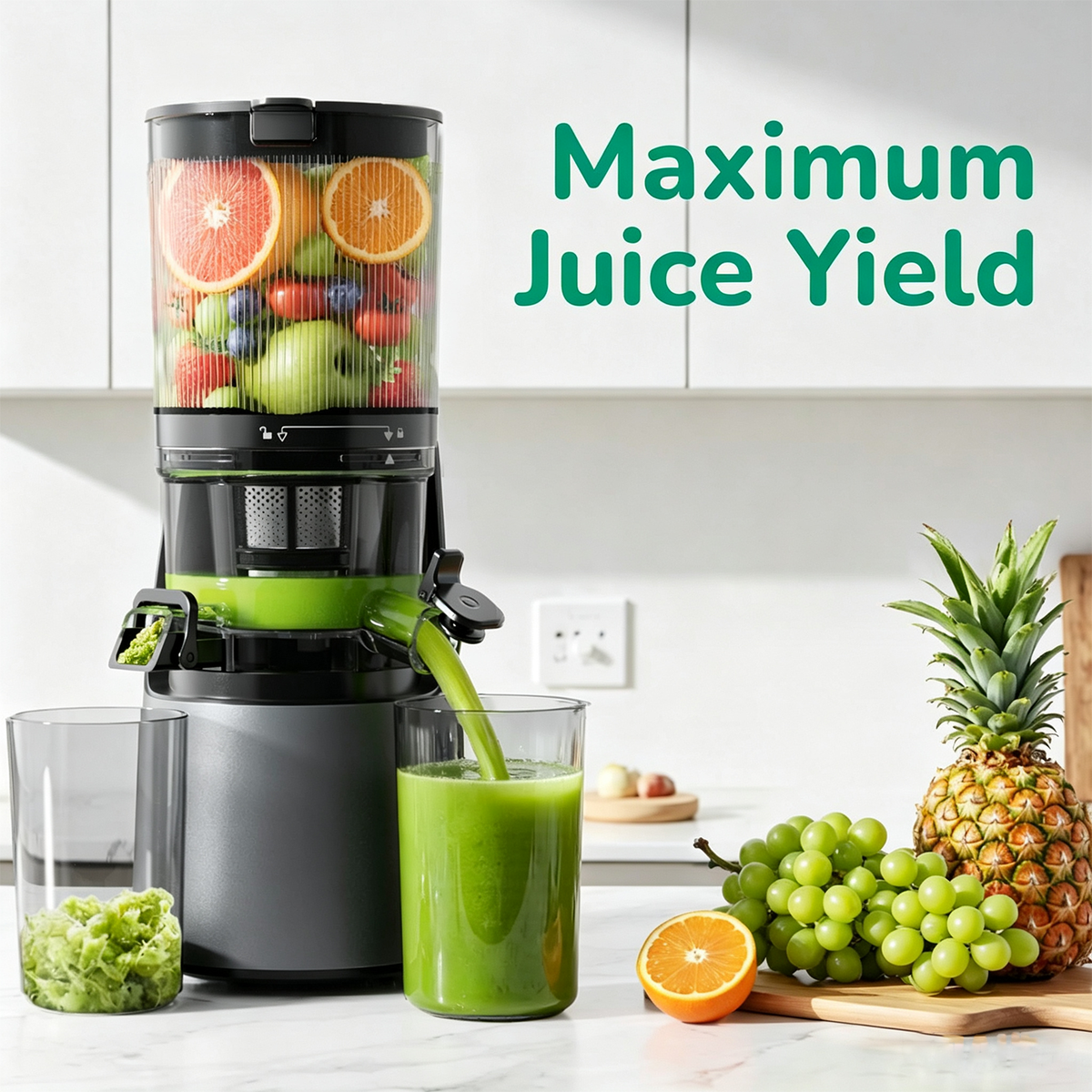 Premium 3-in-1 Cold Press Juicer | 6" Wide Feed Chute • Self-Precut • Brushless Motor • BPA-Free