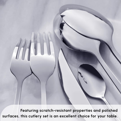 Tivoli 60 Pieces Cutlery Set for 12 Person - Forks, Spoon, Knives Silverware Sets - Modern Silver Flatware - Stainless Steel Kitchen Utensils Tableware Set - Dishwasher Safe