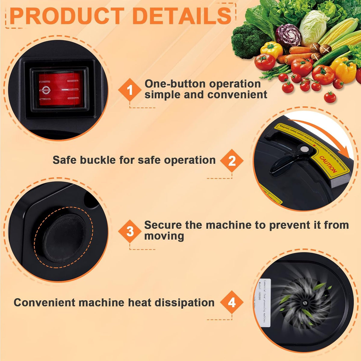 Commercial Vegetable Dicer Chopper 3 IN 1 Food Processor Automatic Potato Slicer&Onion Shredder with 3 Stainless Steel Blades 110V