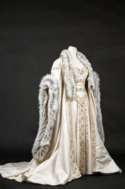 Dreamy dress Queen Gown With Fur Cloak