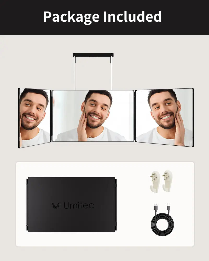FREE Portable LED Trifold Mirror for Hair Cutting & Grooming