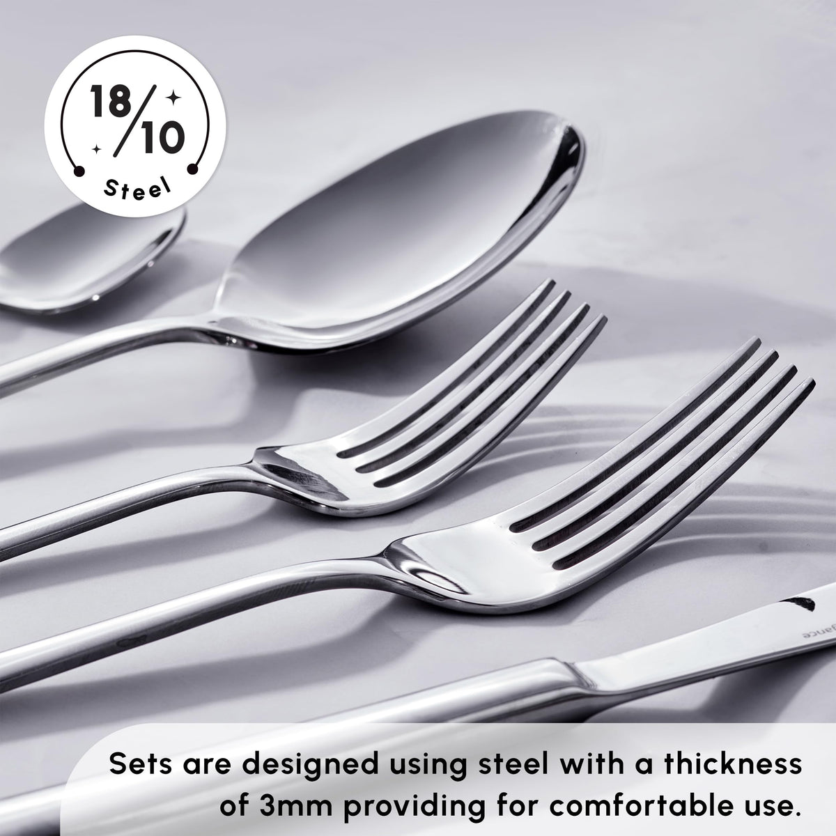 Tivoli 60 Pieces Cutlery Set for 12 Person - Forks, Spoon, Knives Silverware Sets - Modern Silver Flatware - Stainless Steel Kitchen Utensils Tableware Set - Dishwasher Safe