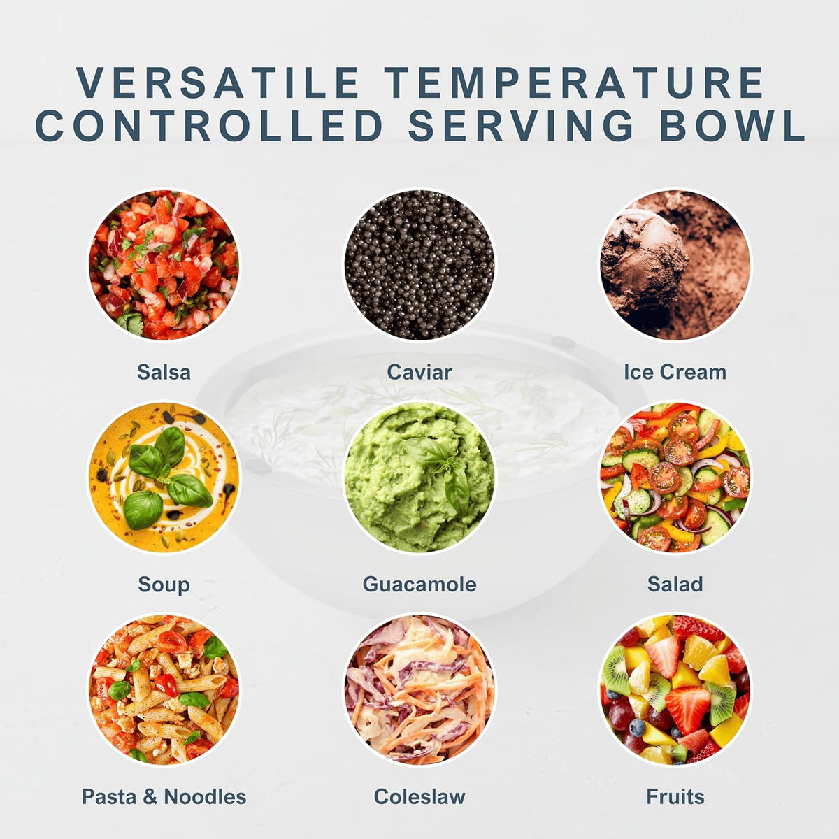 Chiller Bowl - 35oz Capacity - Frozen Ice Stainless Steel Party Serving Bowl - Insulated Dip Dish Platter Keeps Salsa, Guacamole, Condiments, Sauces, Salad & Food Hot or Cold (1 Bowl)