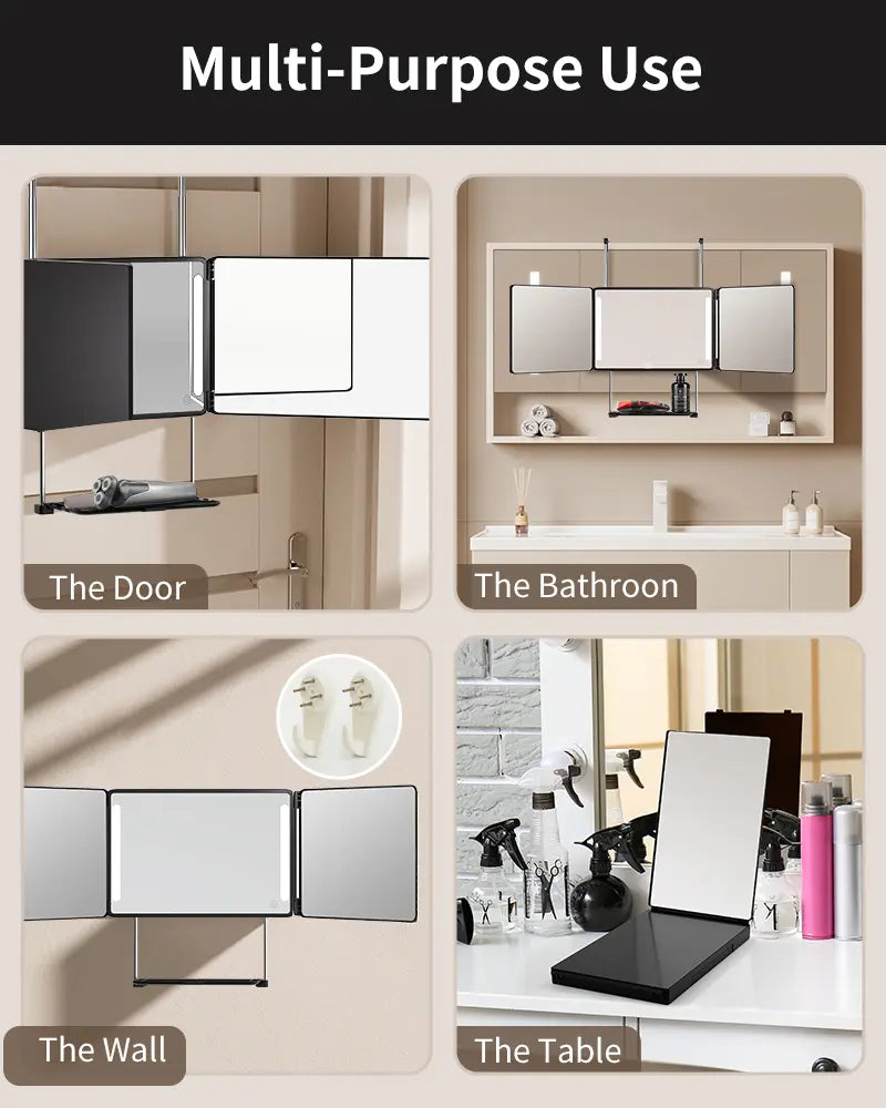 FREE Portable LED Trifold Mirror for Hair Cutting & Grooming