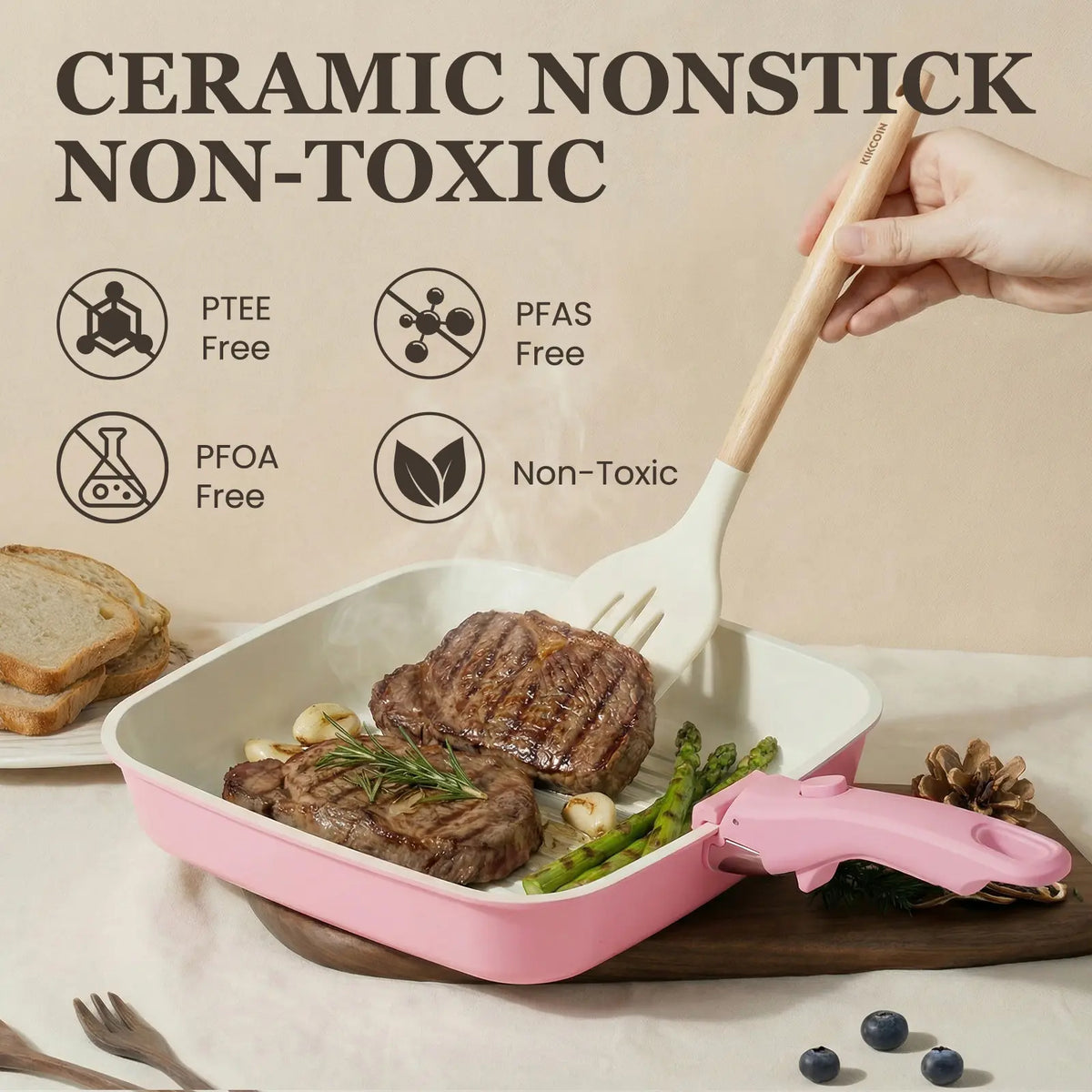 JJJSHOP Non-Toxic Ceramic Cookware Set - 22pcs