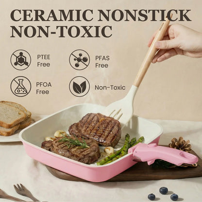 JJJSHOP Non-Toxic Ceramic Cookware Set - 22pcs