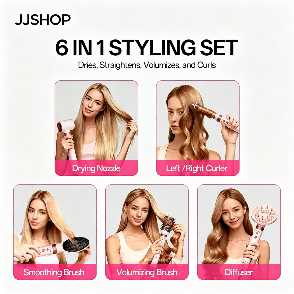 6-in-1 Air Styler Wrap – Ionic Dryer, Auto Curler & Blowout Brush Set