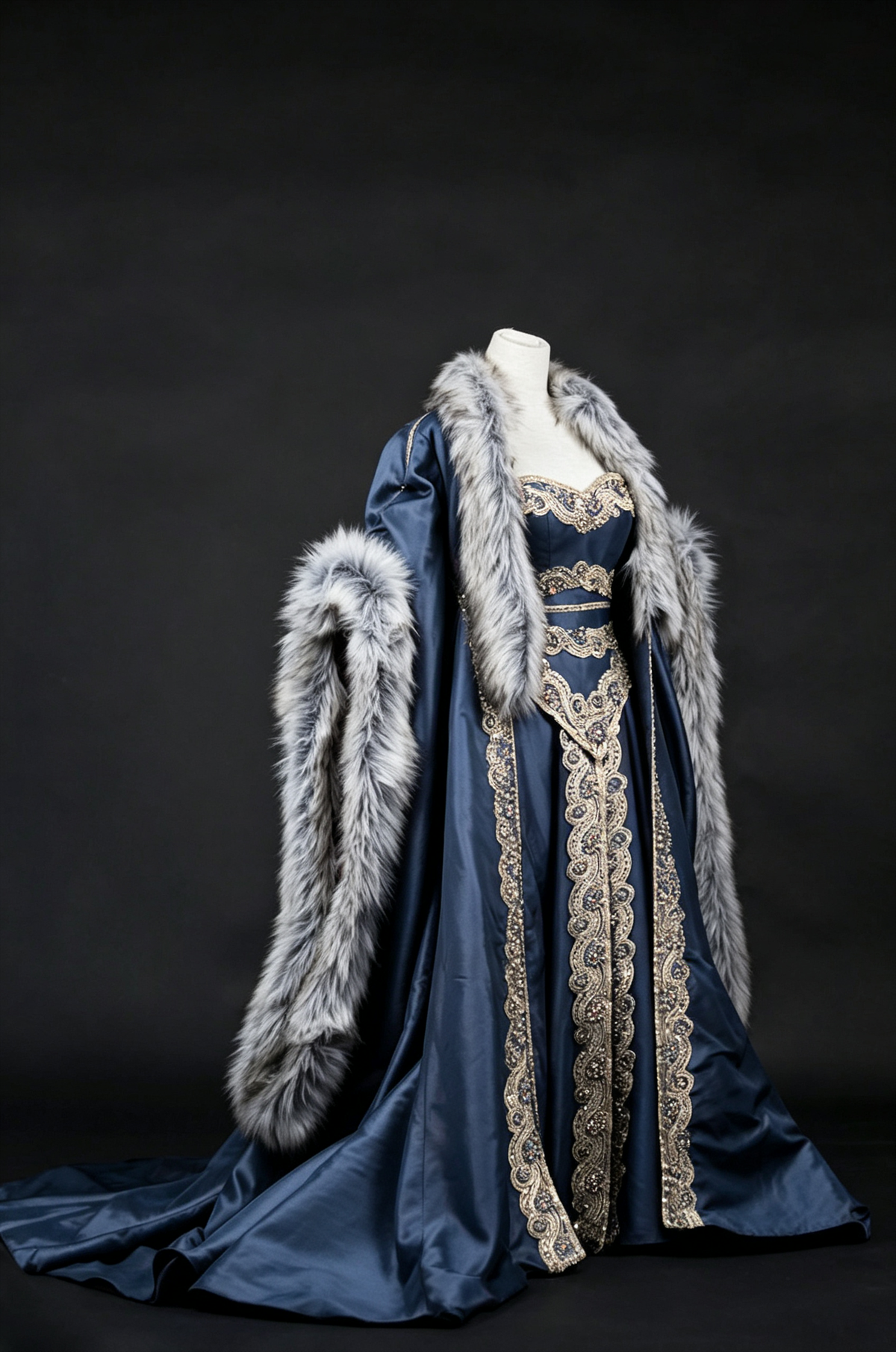 Dreamy dress Queen Gown With Fur Cloak
