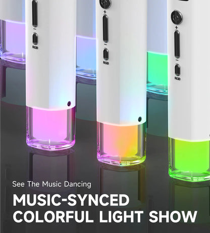 Wireless Dual Microphones with LED Lights, 200 ft Transmission Range
