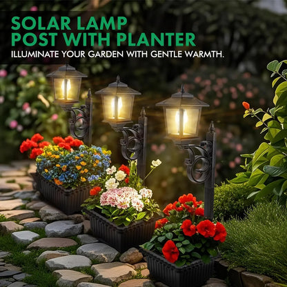 1/2 Pcs Solar Post Light With Planter, Room Decor For Easter Wedding Decorations, Black Post Light, 2 In 1 Outdoor Solar Post Light For Porch Front Door Patio Roadside Decoration