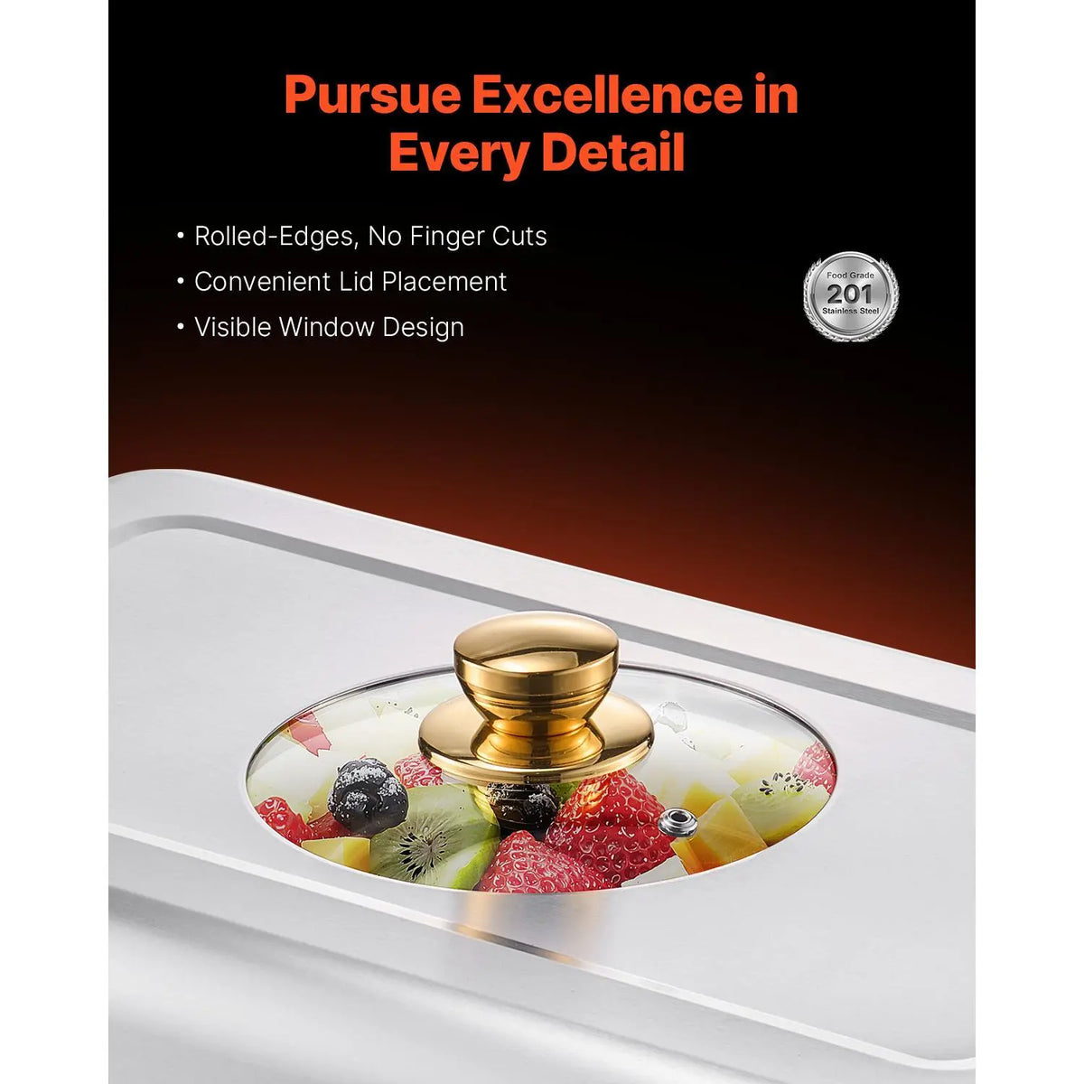 8 Qt Gold Chafing Dish Buffet Set - Stainless Steel
