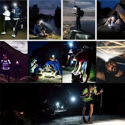 LEI ADIGHT 5-LED Rechargeable Headlamp - 5led Bright Power, 4 Modes, 492ft Visibility, 1200mAh, 118g Lightweight, Comfort Band, Adjustable, High Lumens Flashlight, Dual Light Combo - Outdoor Activities, Camping, Running