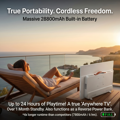 🎉 (CLEARANCE SALE) 🎉 Smart Portable 4K Touchscreen TV + FREE Rolling Stand | Watch, Stream & Sing Anywhere