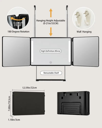 FREE Portable LED Trifold Mirror for Hair Cutting & Grooming