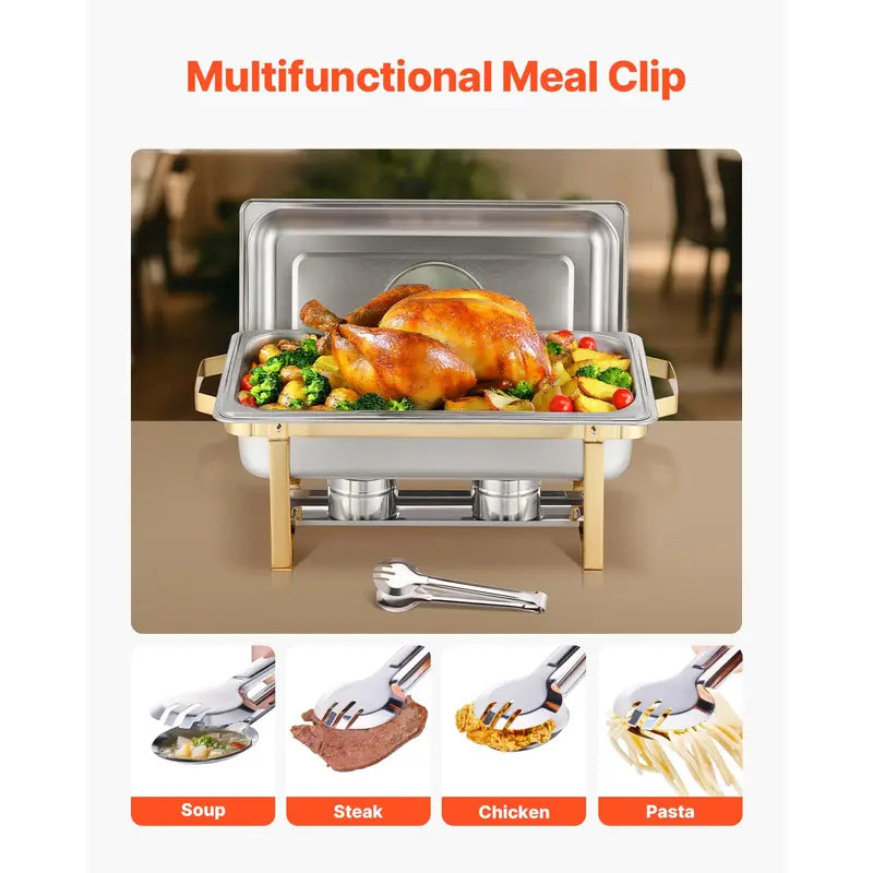 8 Qt Gold Chafing Dish Buffet Set - Stainless Steel