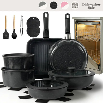 JJJSHOP Non-Toxic Ceramic Cookware Set - 22pcs