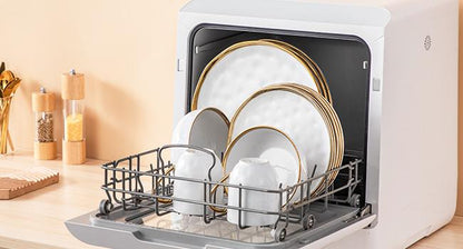[LIMITED GIFT]16‑Piece Gold‑Rim Porcelain Dinner Set for 4, White Black Green Tableware