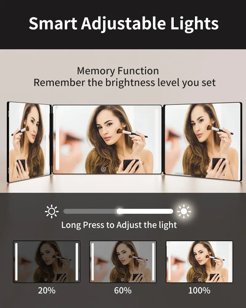 FREE Portable LED Trifold Mirror for Hair Cutting & Grooming