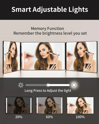 FREE Portable LED Trifold Mirror for Hair Cutting & Grooming