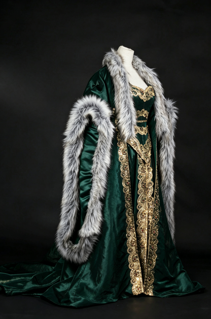 Dreamy dress Queen Gown With Fur Cloak