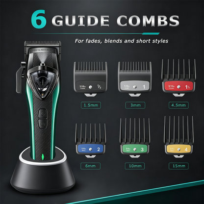 Professional Men Hair Clipper & Trimmer Kit | 11000RPM, Long‑Lasting Battery, Charging Base, Travel Case, DLC & Stainless Steel Blades