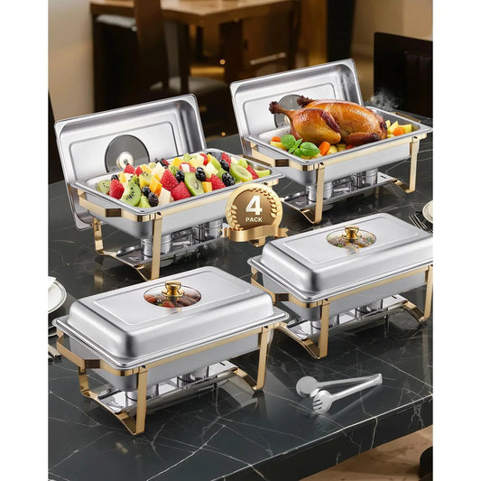 8 Qt Gold Chafing Dish Buffet Set - Stainless Steel
