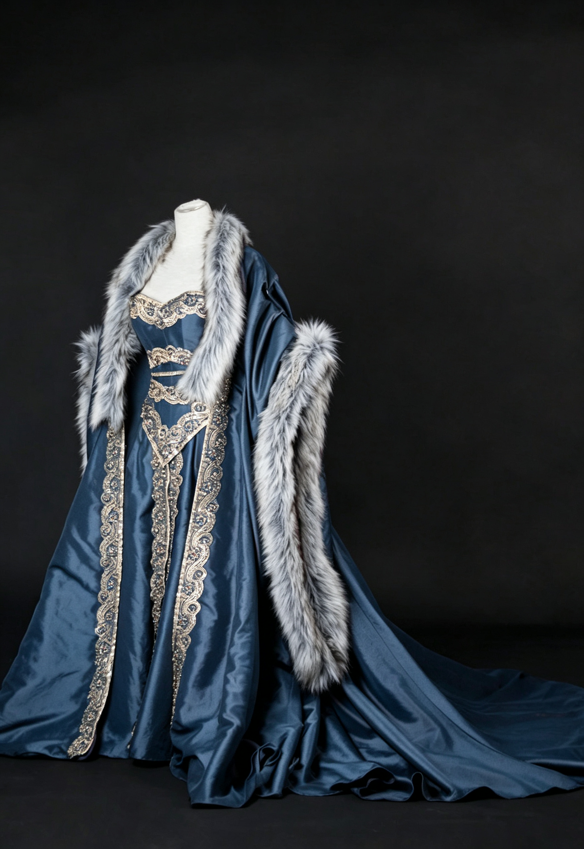 Dreamy dress Queen Gown With Fur Cloak
