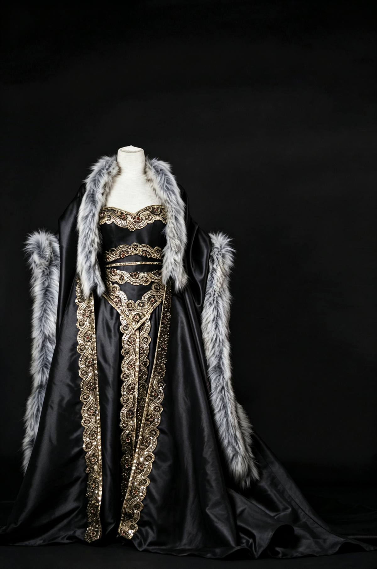 Dreamy dress Queen Gown With Fur Cloak